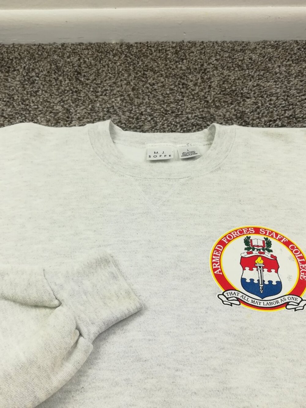 Vintage 90s Armed Forces Staff College Sweatshirt MJ Soffe Mens Large USA Made